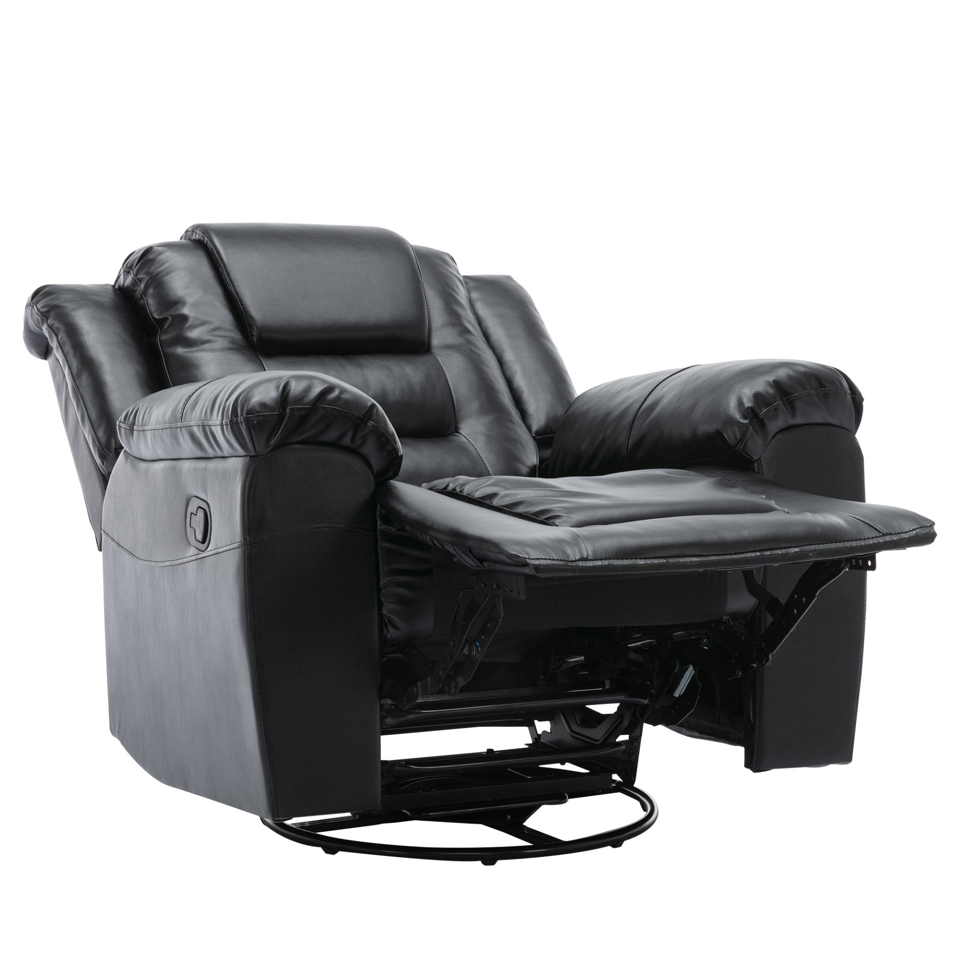 360° swivel And Rocking Home Theater Recliner Manual Recliner Chair With Wide Armrest For Living Room - Black - Image 13