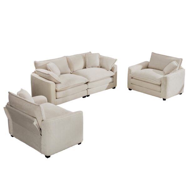 Warm And Cozy Home Theater Style Sofa Set With Soft Cushions - Beige