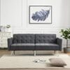 Futon Sofa Bed Convertible Folding Lounge Couch, Armrests - Dark Gray - Image 2