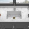 27" Undermount Single Bowl Kitchen Sink Rectangular Deep Bas With Dual Mount Installation - White - Image 2