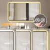 Modern Aluminum Frame Wall Mirror With Rounded Corners, Temperature Display, Tri Color Light, Defogging - Black - Image 7