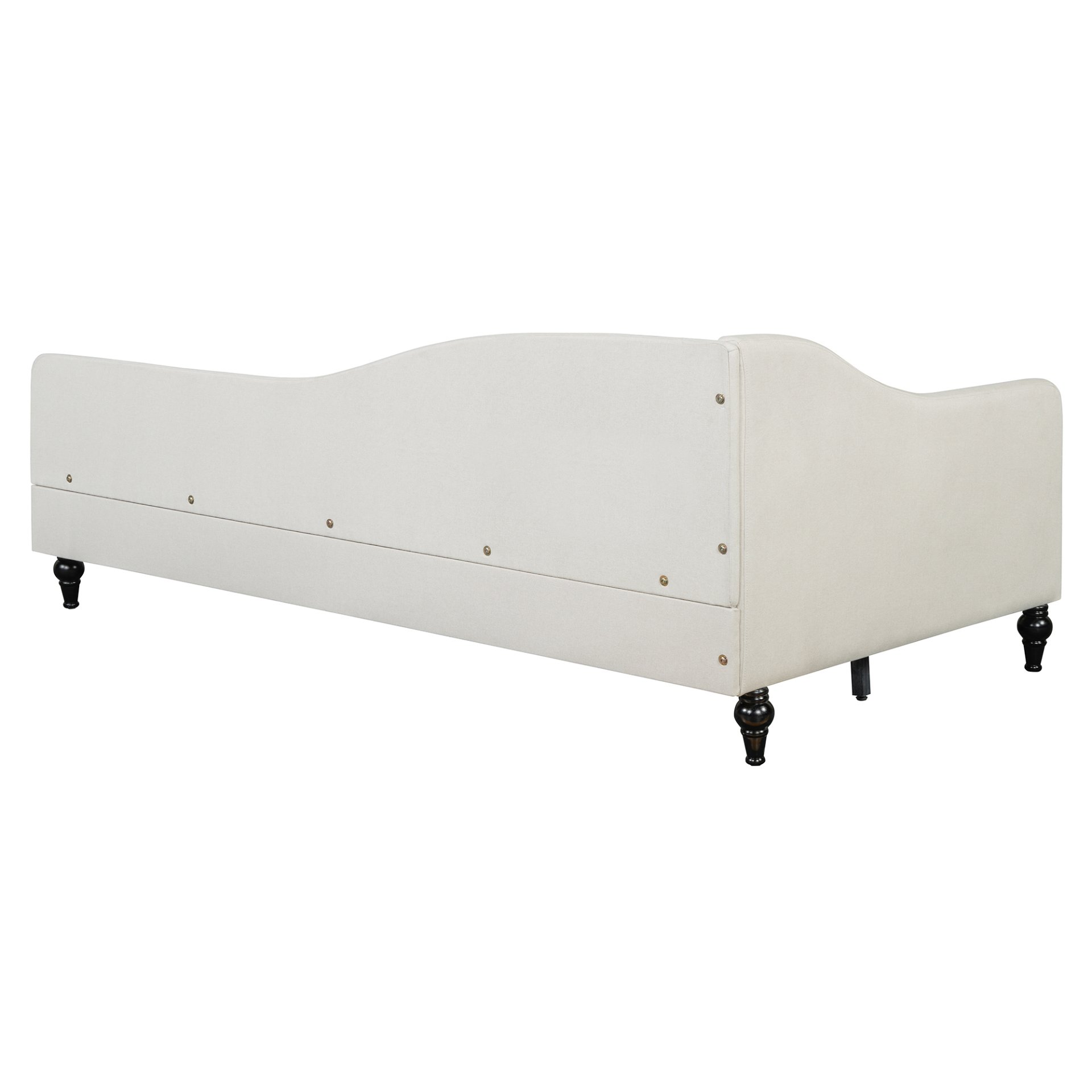 Twin Size Modern L Shaped Linen Daybed With Legs - Beige - Image 10