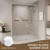 Double Sliding Shower Door, Semi Frameless Bypass Bathroom Sliding Door With 1 / 4" (6Mm) Tempered Glass For Walk In Shower - Chrome - Image 5