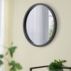 Circle Wall Mirror With Wooden Frame, Wall Mirror For Living Room - Black - Image 3