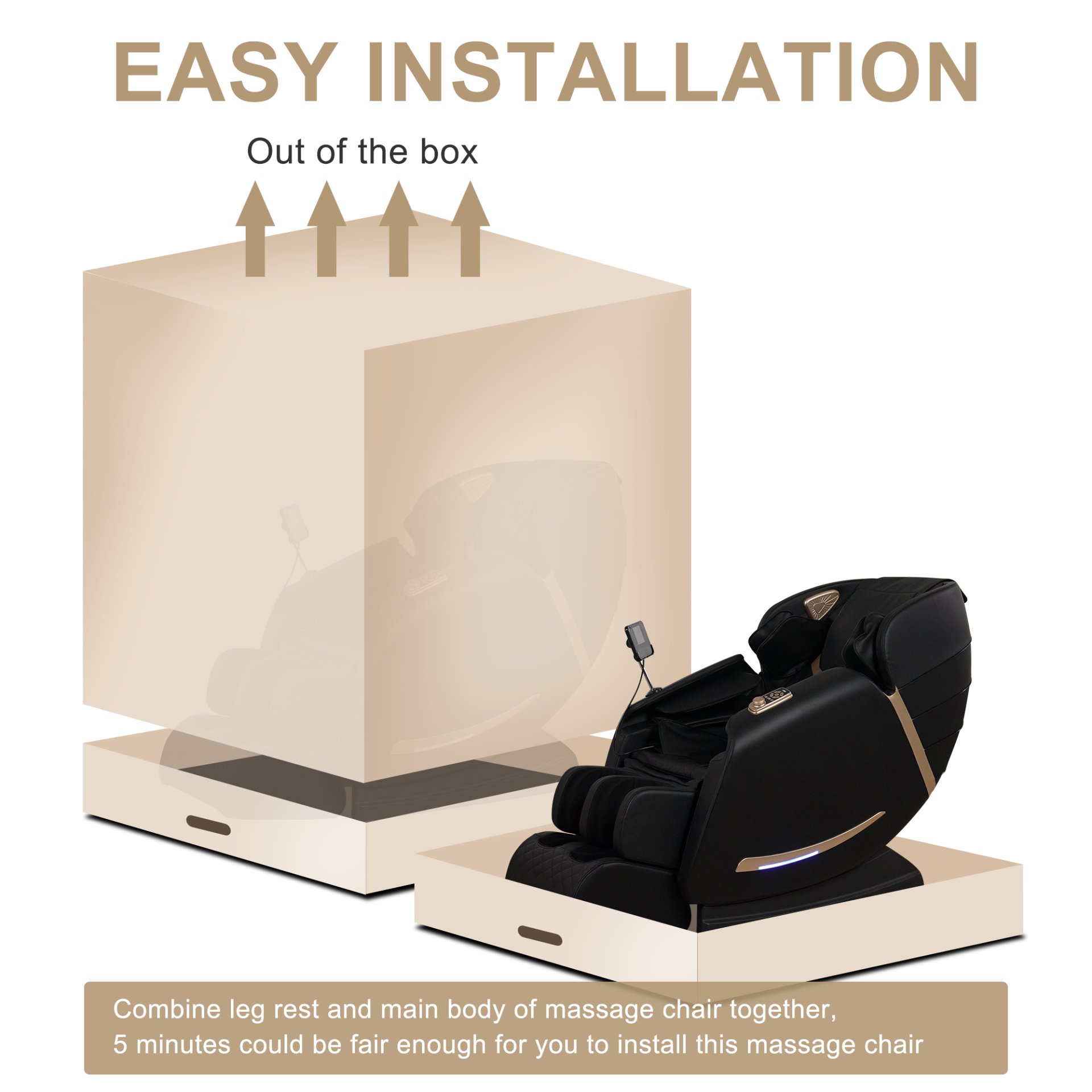 Full Body Massage Chair With Zero Gravity Recliner, With Two Control Panel: Smart Large Screen & Rotary Switch, Spot Kneading And Heating - Black - Image 10