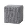 Chabani - Indoor Modern Knitted Fabric Cube Pouf Ottoman - Light Gray - Image 6