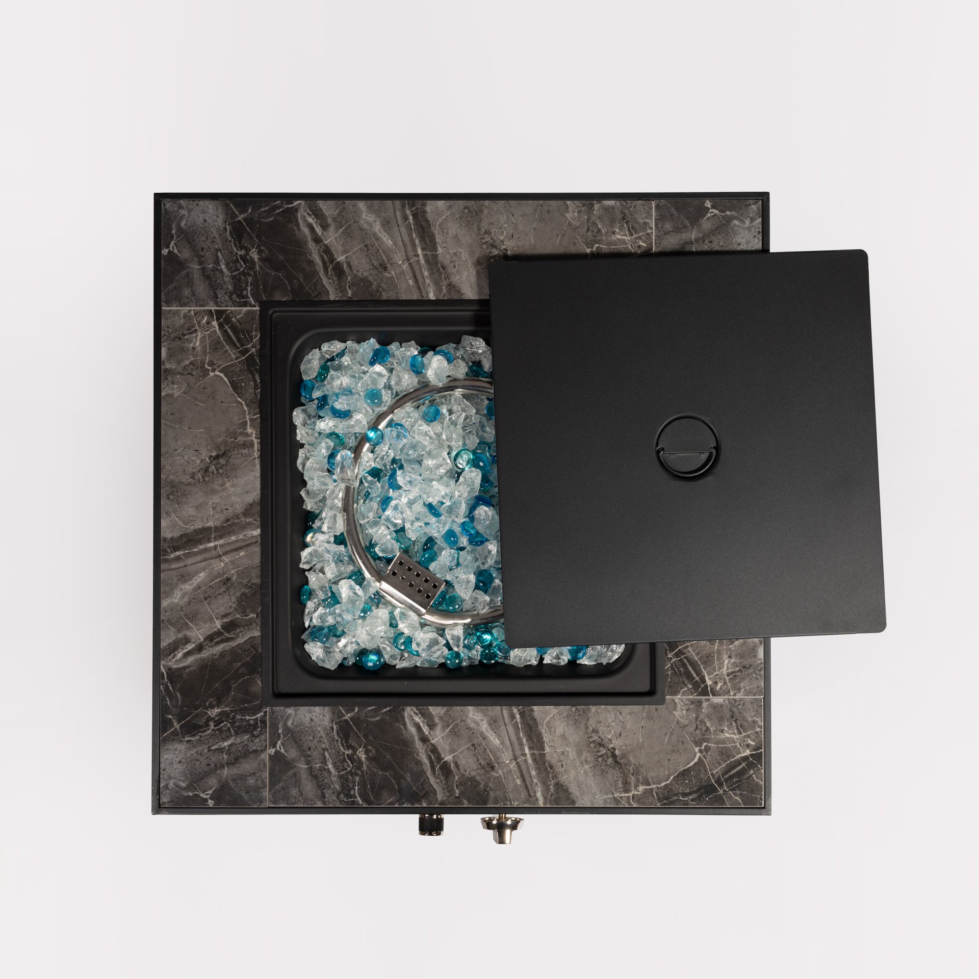 Propane Gas Fire Pit Table, 50000 Btu Square Fire Pit, Tile Tabletop With Beautiful Wicker Base For Outside Patio Deck Garden Courtyard - Espresso - Image 7