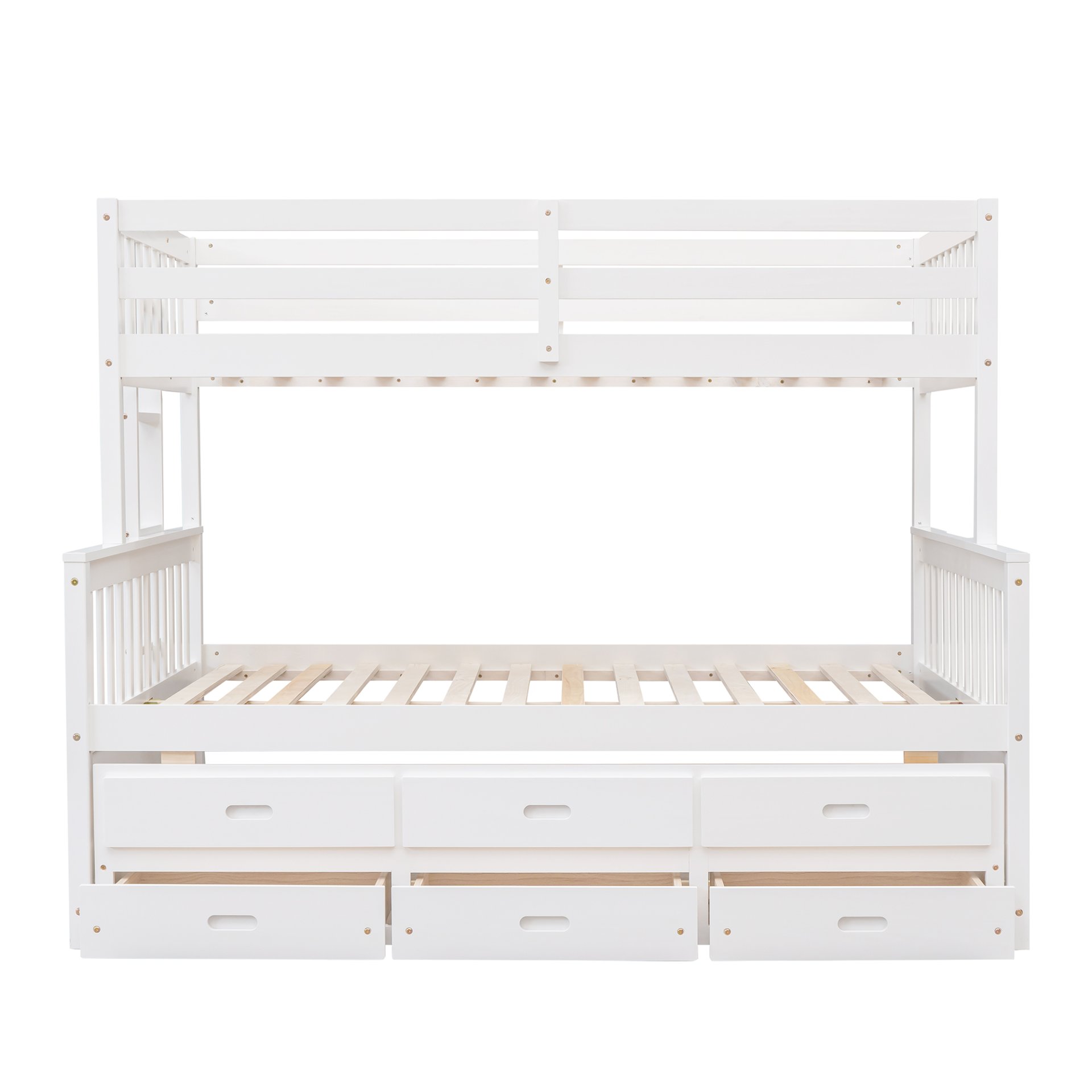 Twin Over Full Bunk Bed With Twin Size Trundle, With Drawers For Bedroom - White - Image 7