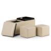 Avalon - 5 Piece Storage Ottoman - Satin Cream - Image 3