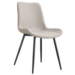 Chic Dining Chair With Black Metal Legs And Curved Widened Cushion Design (Set of 6) - Light Gray