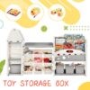 Kids Bookshelf Toy Storage Organizer With 17 Bins And 5 Bookshelves, Multi-Functional Nursery Organizer Kids Furniture Set Toy Storage Cabinet Unit With HDPE SheLF And Bins - Gray - Image 5
