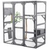Outdoor Diy Cat House Catio With Double Enter Doors, Platforms, And Condos - Dark Gray - Image 8