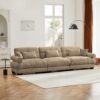 Modern Velvet Oversize 3 Seat Sofa & Cloud Like Comfort Featuring Waist And Throw Pillows - Camel - Image 8