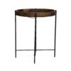 Modern Industrial Round End Table With Tray Top And Foldable Iron Legs - Natural - Image 6