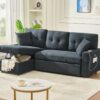Sectional Sofa Bed L Shaped Sofa Couch Bed With USB Port, Reversible Sofa Couch Sleeper With Pull Out Bed, Chaise With Storage, For Living Room - Black - Image 13