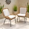 Outdoor Wicker Club Chair With Cushions (Set of 2) - Light Brown - Image 6