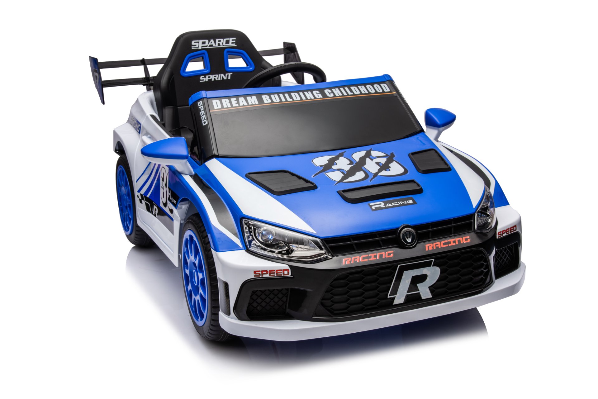 12V4A 20W*2 One Button Start, Forward And Backward, High And Low Speed, Music, Front Light, Power Display, Two Doors Can Open, 2.4G R / C, Seat Belt Four Wheel Absorber Kids Ride On Car - Blue - Image 3