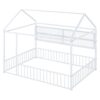 Full Size Bed House Frame With Fence And Shelves - White - Image 4