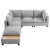 U - Shaped Sectional Sofa Modular Sofa Couch With A Movable Ottoman, A Coffee Table With Hidden Charging Devices For Living Room - Gray - Image 17
