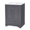 Bathroom Vanity With Ceramic Sink Combo, Modern Freestanding Storage Cabinet With Silver Handles, Soft Closing Doors - Blue Gray - Image 12