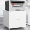 Metal Printer Stand With Storage Mobile Printer Tables For Small Spaces With Door Adjustable Shelf File Cabinet On Wheels For Home Office - White - Image 2