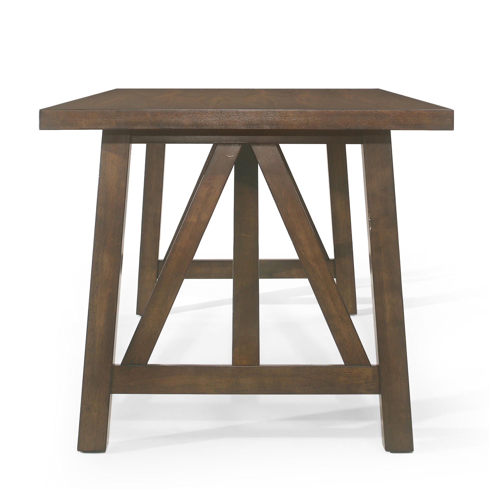 Farmhouse Style Dining Table With Wood Like Top - Antique Brown - Image 6