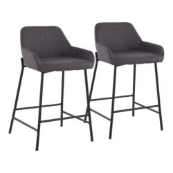 Daniella - Industrial Fixed Height Counter Stool (Set of 2) - Black / Charcoal