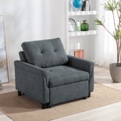 Hannah - Woven Convertible Armchair - Dark Gray