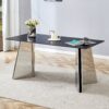Modern Marble Patterned Dining Table With Stainless Steel Butterfly Legs, Scratch And Heat Resistant - Black / Silver - Image 4