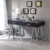 Coleen - High Gloss Writing Desk With USB - Black / Chrome - Image 10