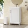 Modern Small Bathroom Vanity Cabinet With Ceramic Basin, Ample Storage, 1 Soft-Close Door - White - Image 2
