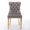 Nikki - Modern, High-End Tufted Solid Wood Contemporary Velvet Upholstered Dining Chair With Golden Stainless Steel Plating Legs, Nailhead Trim (Set of 2) - Gray / Gold - Image 3