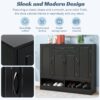 Sleek And Modern Shoe Cabinet With Adjustable Shelves, Space Saving Design Side Board For Various Sizes Of Items - Black - Image 5