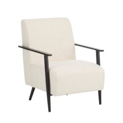 Modern Lounge Chair With Polyester Upholstery And Sturdy Metal Frame - Beige