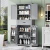 Bathroom Storage Cabinet With Multi Functional Storage Space, Material, Adjustable Shelf, Slide Rail Drawer - Gray - Image 6