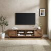 Rustic Barndoor Open-Storage TV Stand For TVs Up To 80" - Rustic Oak - Image 6