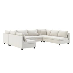 Modular Sectional Reversible U Shaped Couch Set, Free Combination Minimalist Style Oversized 8 Seat Convertible Sofa - Cream