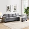 Modern Sectional Sofa Set With L Shape Chaise Lounge And Storage - Gray - Image 2