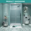 Frameless Double Sliding Soft Close Bathtub Shower Door, 5 / 16" Clear Nano Coated Tempered Glass And 304 Stainless Steel Handle - Brushed Nickel - Image 11