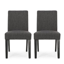 Contemporary Fabric Dining Chair With Upholstered Seating And Tapered Legs - Charcoal