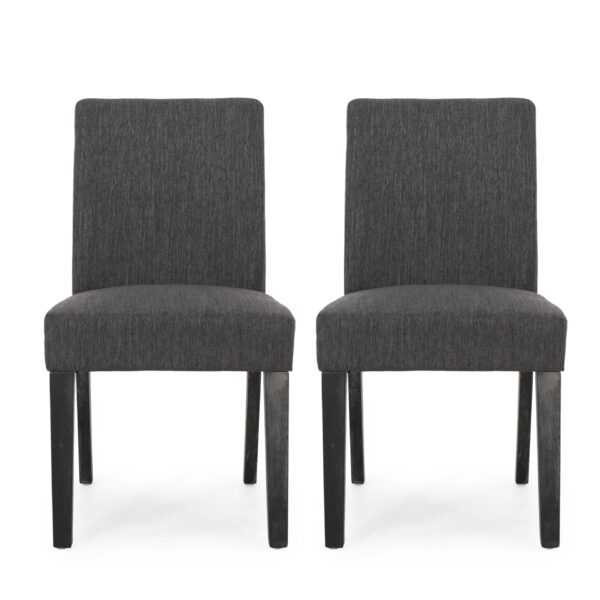 Contemporary Fabric Dining Chair With Upholstered Seating And Tapered Legs - Charcoal