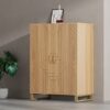 Modern Home Bar Cabinet Carved Wine Cabinet With Storage - Natural - Image 16
