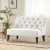 Nicole - French Style Upholstered Loveseat With Tufted Backrest - Light Gray - Image 2