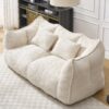 Comfortable Dual Beanbag Chair With High Resilience Foam Core For 2 People - Beige - Image 4