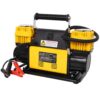 Heavy Duty 12V Dual Cylinder Air Compressor, Tire Inflator With Gauge - Yellow / Black - Image 8
