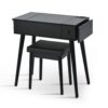 Makeup Vanity Desk With Flip Top Mirror And LED Light, Dressing Table With Charging Station, 2 Drawers And Fold Up Panel, Vanity Set With Cushioned Stool For Bedroom - Black - Image 15