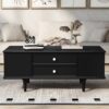 Modern Rectangle Coffee Table With Four Drawers, Wood Coffee Table With Metal Handles And Four Solid Wood Legs For Living Room - Black - Image 5