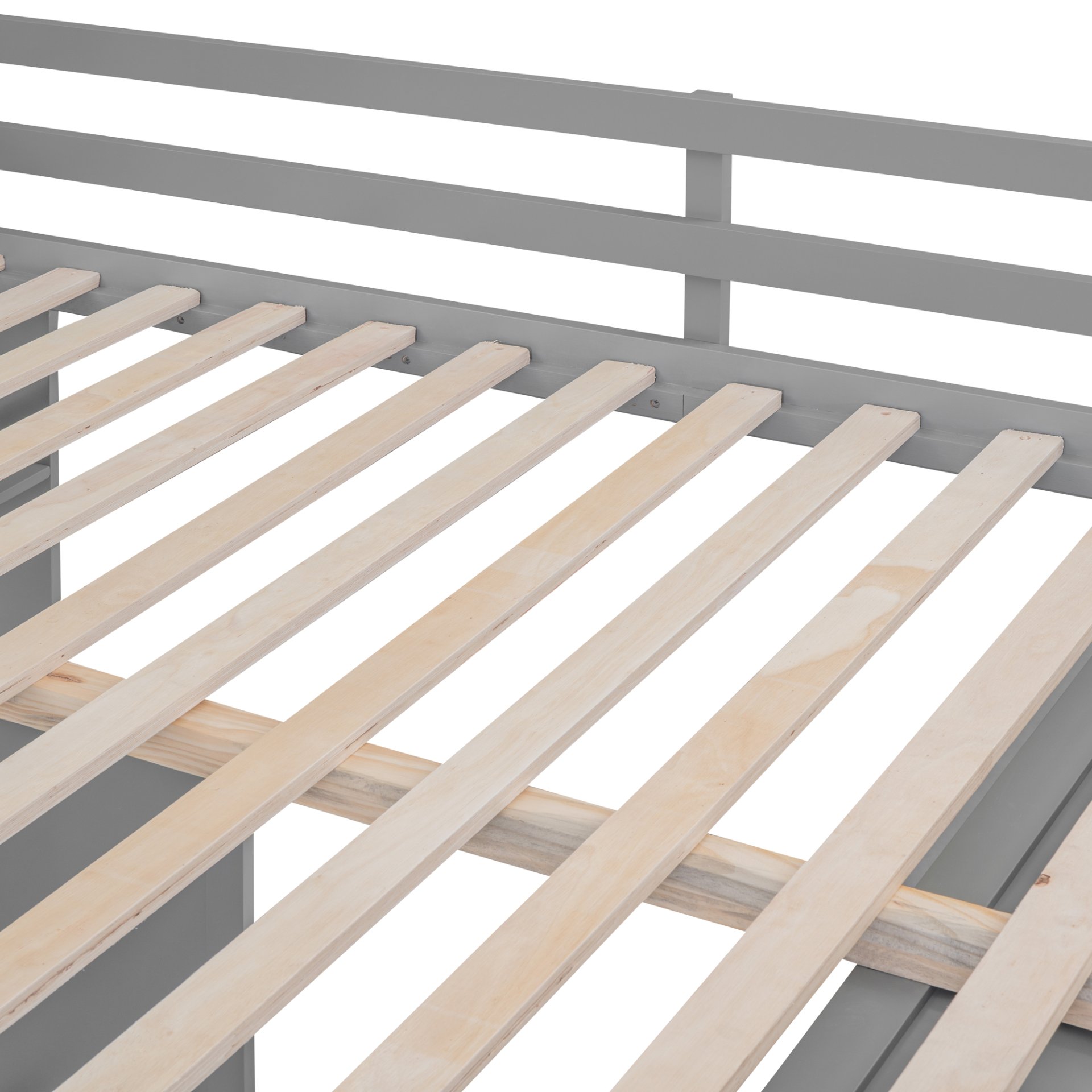 Full Size Loft Bed With Drawers, Desk, And Wardrobe - Gray - Image 10