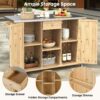 Outdoor Kitchen Island Fir Wood Kitchen Island With Stainless Steel Top, Ample Storage Space, Towel And Spice Racks And A Bottle Opener For Outdoor - Natural - Image 4