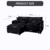 Modern Chenille Deep Seat Sectional Sofa Cloud Couch With Ottoman, Comfy Love Seat Upholstered Modular L Shaped Couch - Black - Image 3